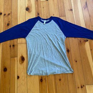 American Apparel Grey & Blue Baseball Tee